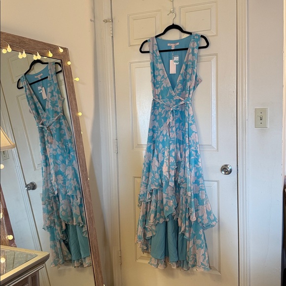 Hutch Trinity Ruffled Chiffon Wrap Maxi Dress Anthropologie - Picture 4 of 11